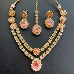 【1セット限り・訳あり特価】超絶ゴージャス！絶対お得！ボリウッドスタイル エスニック3点セット（ライトピンクミックス） NP-032-3