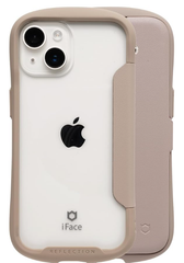 iFace Reflection iPhone 15/14/13 ケース 手帳型 クリアケース (ベージュ)【 アイフェイス スマホケース 耐衝撃 iphone15 iphone14 iphone13 手帳 ストラップホール付き 】