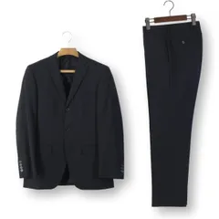 05【美品】ジョンピアース スーツ Y4 メンズ スリム体 M ブラック 黒 防シワ スーパーノンリンクル C92 W74 T165 JOHN PEARSE 春夏秋