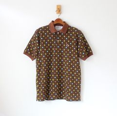 A BATHING APE アベイシングエイプ ポロシャツ 日本製 マイロ、スターのモノグラム柄 茶色 M （w-4520514）