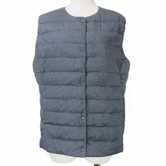 ユニクロ UNIQLO 美品 19AW ウルトラライトダウンコンパクトベスト ポケッタブル ヘリンボーン 2wayカラー ナイロン L 黒 ブラック グレー系 X