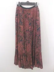 ◇ Rouge vif ルージュ ヴィフ ペイズリー柄 ロング フレア スカート サイズ36 ブラウン ピンク ネイビー系 レディース P  【1303030002051】
