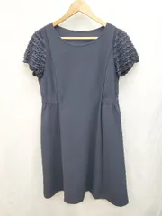 ◇ couture brooch クチュールブローチ フリルスリーブ かわいい 半袖 ミニ ワンピース サイズ38 ネイビー レディース P  【1405090011599】