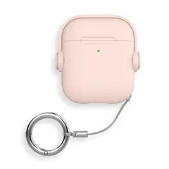 【新品】 Airpods ケース 安全ロック付き 耐衝撃 エアーポッズ ケース ストラップ リング カラビナ付き TPU Magsafe ワイヤレス充電対応 紛失防止 AirPods 第1世代と第2世代 ケース (ピンク, AirPods 1/2) 0
