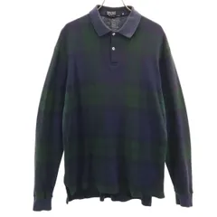 Polo by Ralph Lauren ポロバイラルフローレン USA製 ブラックウォッチ チェック柄 長袖 ポロシャツ M ダークグリーン メンズ 古着
