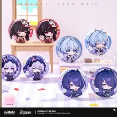 崩壊：スターレイル・公式　缶バッジセット（ミスターフク郎の客室）サンポ　トパーズ　Dr.レイシオ　ブラックスワン　花火　黄泉　アベンチュリン　ロビン　ジェイド　サンデーA