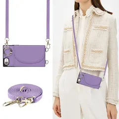 Cavor iPhone7 Plus 手帳型ケースiPhone8 Plus ショルダー スマホケース iPhone7 Plusスマホ 携帯ケース背面ポケット付き肩掛け 斜めがけショルダー クロスボディ肩掛け首かけ 斜めがけ アイフォン8 Plusケース カ 1