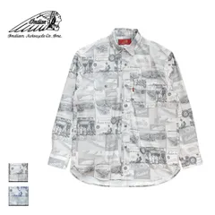 【新品】 Indian インディアン All-over Pattern Work Shirt メンズ/レディース オールドブラック/オールドブルー M-XLのサムネイル