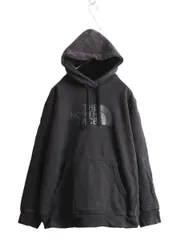 【お得なクーポン配布中!】 ノースフェイス プリント スウェット フード パーカー メンズ XL 古着 The North Face トレーナー プルオーバー 裏起毛 アウトドア 厚手 黒