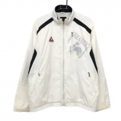 ルコック 2WAY中綿ジャケット アイボリー×黒 袖着脱可 ジップポケット メンズ LL ゴルフウェア le coq sportif