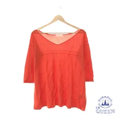 ☆美品☆ Le souk ルスーク トップス ブラウス Vネック レース 七分袖 レディース オレンジ 38 901-5312 送料無料 古着