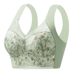 ノンワイヤーブラ シームレス ナイトブラ レディース 昼夜両用 締め付けない 軽量 レース 花柄 大きいサイズ 黒 赤 緑 水色 M-5L as-004