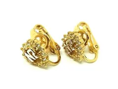■極美品■ NINA RICCI ニナリッチ ラインストーン クリップ式 イヤリング アクセサリー レディース ゴールド系 DE5228