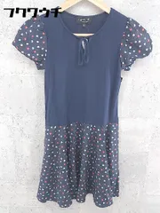 ◇ agnes b. アニエスベー 花柄 半袖 ミニ ワンピース サイズ10 ネイビー ホワイト レッド レディース 【中古】 【1002800763580】