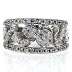 Pt900 プラチナ リング ダイヤモンド 0.38ct 瓢箪 ひょうたん つや消し 幅広 透かし デザイン 指輪 10号【新品仕上済】【zz】【中古】