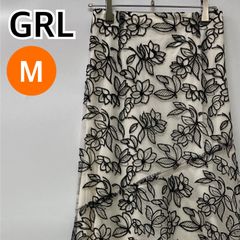 GRL グレイル ロングスカート フレアスカート 花柄 ブラック レディース Mサイズ【CB284】