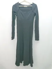 ◇ GALLARDAGALANTE NAVY リブ きれいめ ワントーン シンプル 長袖 ロング丈 ワンピース サイズS ブラック レディース E  【1309040051003】