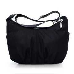ショルダーバッグ レディース 斜めがけ ナイロン 大きめ 黒 ブラック 収納 ポケット多め 軽量 おしゃれ シンプル 無地 マザーズバッグ