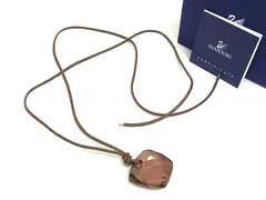 ■極美品■ SWAROVSKI スワロフスキー クリスタル ネックレス ペンダント アクセサリー レディース ブラウン系 DK0222