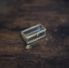 アンティーク調のガラスケース（S）ガラスの四角BOX　小物入れ　ジュエリーケース