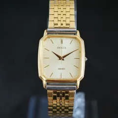 260  【稼働　新品電池】Vintage SEIKO DOLCE  Gold ドルチェ 3針 スクエア 金 ゴールド 8N41-5160 腕時計