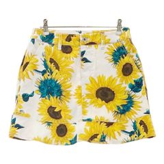パーリーゲイツ】ゴルフ 花柄 ひまわり ミニ スカート ストレッチ 白