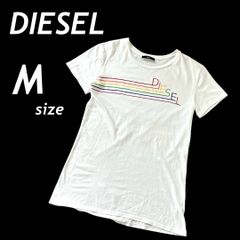 DIESEL ディーゼル メンズ Tシャツ M 半袖カットソー カラフルロゴ RN 93243 CA 25594 ホワイト系 (E032)★