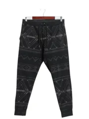 【お得なクーポン配布中!】 ポロ ラルフローレン ポケット付き ネイティブ 総柄 スウェット パンツ メンズ S 古着 黒 ストレッチ トレーナー イージーパンツ ブラック