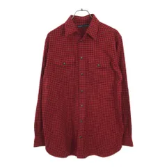 ラルフローレン チェック 長袖 エルボーパッチ コットンシャツ 4 レッド×ブラック RALPH LAUREN メンズ 古着 【240518】