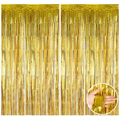 【迅速発送】サムコス タッセルカーテン 2個セット 100cm*200cm キラキラ フリンジカーテン 背景 明るい光沢 誕生日 結婚式 忘年会 パーティー 装飾 お部屋の装飾