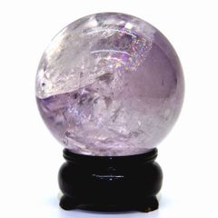ライトカラーアメジスト　[レインボー入り]　59ｍｍ丸玉_台座付き　　☆天然石　スフィア