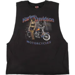 古着 ハーレーダビッドソン Harley-Davidson ピンナップガール カットオフ モーターサイクル バイクTシャツ メンズXL相当/eaa536681