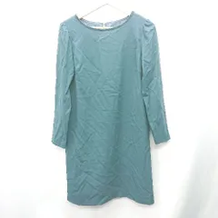 ◇ ⊂ NATURAL BEAUTY BASIC 長袖 膝丈 ワンピース サイズL ブラックグリーン系 レディース E  【1409100031324】