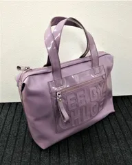 chloe クロエ トートバッグ フェイ レザー 金具 ロゴ刻印 パープル
