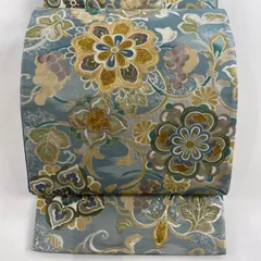 正絹袋帯　葡萄唐草　華文模様　青磁色 正絹袋帯 葡萄唐草 華文模様 青磁色 ファッション