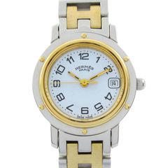 エルメス HERMES 腕時計 クリッパー ホワイト GP（ゴールドメッキ） ステンレススチール クリッパー レディース Used A