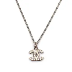 シャネル CHANEL ココマーク ネックレス CC ラインストーン シルバー 7-5-079