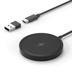 新品 PINRUIGE ワイヤレス充電器 Qi認証 マグネット式 MagSafe対応 Wireless Charger (Pad) 急速 軽量 超薄型 無線充電器 Type-C USB-A 変換アダプタつき 15W/10W/7.5W/5W iPhone 15/