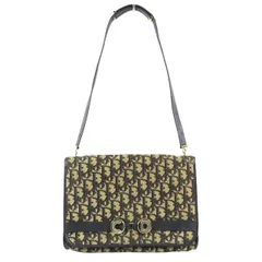 ヴィンテージ クリスチャンディオール Vintage Christian Dior CD ロゴ トロッター ショルダーバッグ 肩掛け ハンドバッグ フラップ バッグ ゴールド金具 オールド ビンテージ OLD カバン 鞄 ネイビー レディース