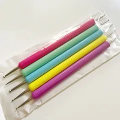 No.189【5本セット】2WAY ネイルアート ドットペン 5サイズセット カラフル ジェルネイル セルフネイル ツール