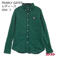 PEARLY GATES パーリーゲイツ 長袖シャツ ストライプ柄 グリーン系 1 [240001833137]#