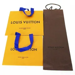 ルイヴィトン LOUIS VUITTON 紙袋 3枚セット ショッパー ショップ袋 ブラウン 茶 ベージュ系 ギフト 手提げ 純正 正規 ロゴ文字 付属品 