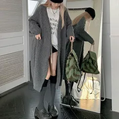 ケーブル編み ロング ニット カーディガン トップス アウター 膝下 ロング丈 袖あり 長袖 ボリューム袖 ドロップショルダー 萌袖 Vネック Iライン もこもこ モコモコ ポケット 前開き ケーブルニット 編み込み ニット かわいい 大人可愛い シンプル カ