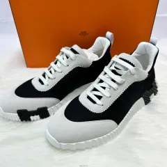 ベルクロで軽快フィット【HERMES】スニーカー エルメススニーカー フレックス サイズ41 ハーフ 黒/白 メンズ