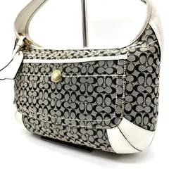 ✨良品✨ COACH コーチ ワンショルダーバッグ トートバッグ シグネチャー 総柄 ゴールド金具 ロゴ型押し チャーム 肩掛け キャンバス レザー グレー 灰色 ホワイト 白色