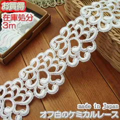 在庫処分5.5cm幅オフ白のケミカルレース(3m)