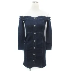 スパイラルガール SPIRALGIRL デニムワンピース ミニ丈 長袖 オフショルダー F インディゴブルー 紺 ネイビー /FF33