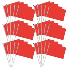 ZERONOWA 手持ち旗 赤 無地色旗 ミニ 応援フラッグ 手作り旗 体育祭 運動会 イベント(レッド30本)