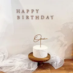 HAPPY BIRTHDAY レターバナー ブロック体　Sサイズ／木製レターバナー／HAPPY BIRTHDAY／誕生日のサムネイル