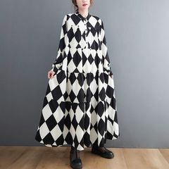 春 ゆったり ボタン 長袖 ワンピース シンプル シャツ スカート